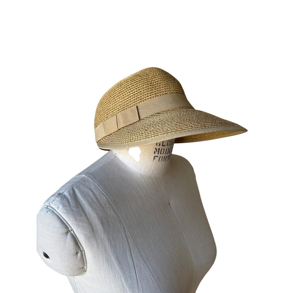 August Hat Company Tan & Gold Visor Hat Cap Adjustable Medium
